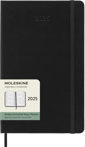 Moleskine Weekly Planner 2025 - Blöcke & Hefte - 12-Monats-Wochenplaner mit horizontalem Layout, ideal für einen schnellen Überblick über wöchentliche Verpflichtungen. Mit elastischem Verschluss und nützlichen Tools für Planung und Notizen.