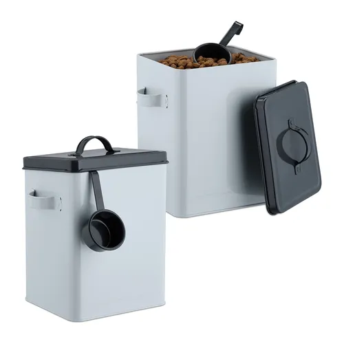 Futterbox Futterbehälter 5,5 l - Luftdicht und aus Eisen - Näpfe - Robuste Futtertonne mit luftdichtem Verschluss, ideal für die frische Aufbewahrung von Trockenfutter.