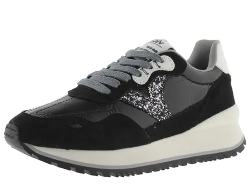 victoria Low-Top Viento Metallic-Nylon & Glitter-Logo & Passende Spaltlederteile & Gezahnte Sohle 1157102 für Damen Negro 41