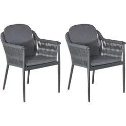 LC Garden »Bari« 2er Set Gartenstühle II Anthrazit Aluminium/Rope Armlehnstühle mit Sitz-und Rückenkissen