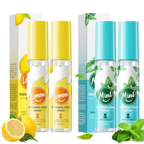Stück Mundspray, 18 ML Mundspray mit Fruchtgeschmack, Zitronen- Und Minzgeschmack Erfrischungsspray, Gegen Mundgeruch Und Karies, Mundspray zum Schutz vor Mundgeruch, Hält den Atem Frisch 4