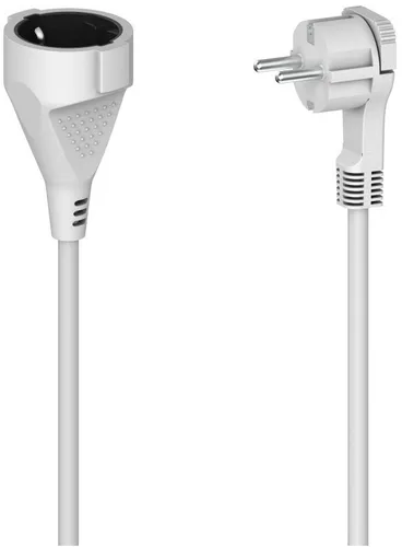 HAMA Verlängerungskabel 3 m - Flachstecker mit Schutzkontakt, platzsparend und ideal für schwer erreichbare Steckdosen