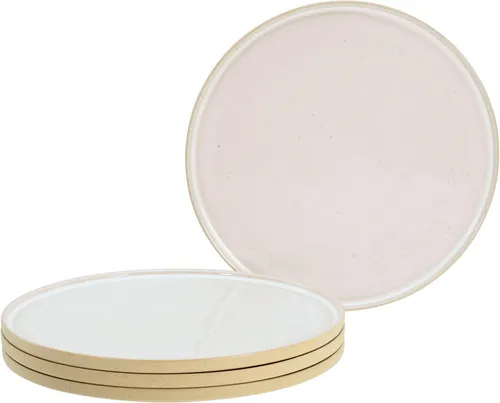 Creatable Speisetellerset Futuro, 4-teilig - Elegantes 4-teiliges Speisetellerset in Weiß und Beige, aus Keramik, rund und stapelbar – ideal für stilvolles Servieren bei jedem Anlass.