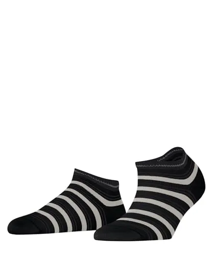 FALKE Damen Sneakersocken Smart Stripe W Sn Baumwolle kurz gemustert 1 Paar, Schwarz Black 3000, 39-42