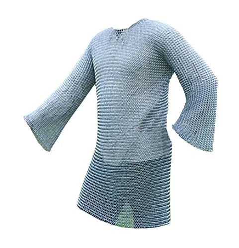 Battle-Merchant Kettenhemd langarm XL, verzinkt, 9mm ID - Hochwertiges Kettenhemd aus verzinktem Stahl mit 9mm Innendurchmesser. Ideal für LARP und Mittelalter-Fans, bietet es eine robuste und authentische Optik.