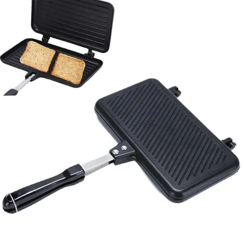 Sandwichmaker für Camping – Doppelseitige Bratpfanne mit Hitzebeständigem Griff