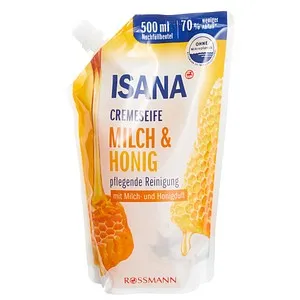ISANA Flüssigseife Milch & Honig, Nachfüllbeutel, 500 ml