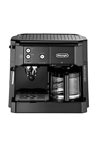 De Longhi BCO 411.B - Kombi-Kaffeemaschine in Schwarz, 1,4 Liter, mit patentiertem Filterhalter für perfekte Crema und Edelstahl-Dampfdüse für cremigen Milchschaum