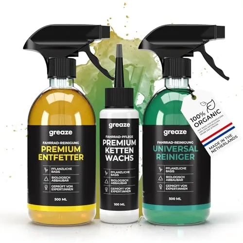 greaze Kettenwachs Fahrrad Reinigungsset Standard - Hochwertiges Kettenwachs für alle Fahrradtypen, reduziert Reibung und Verschleiß, schützt vor Rost und sorgt für leichte Gangwechsel – nachhaltig und biologisch abbaubar.