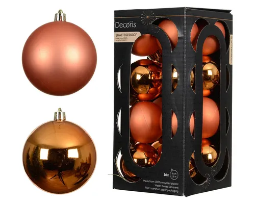 Kaemingk Weihnachtsbaumkugel, Weihnachtskugeln Kunststoff 4cm 16 Stück - Warmorange