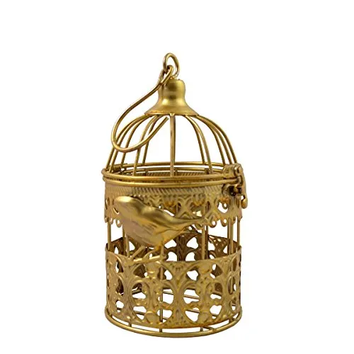 PrimoLiving Deko Metall Vogelkäfig Gold Vogel P-863 Gr. S