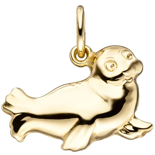 Anhänger Robbe Seehund Seelöwe aus 585 Gold - Eleganter Halsschmuck aus 14 Karat Gelbgold, ideal als Geschenk für Kinder. Einzigartiges Design bringt Freude und Stil in jeden Look.