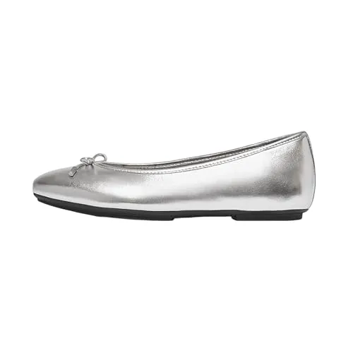 FitFlop Delicato Bow Soft Ballerina IH2-011, Women Ballerinas, Silver, 41 EU