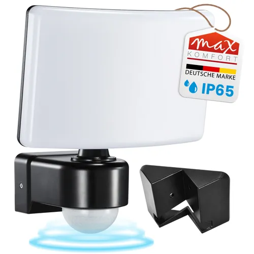 LED Außenleuchte mit Bewegungsmelder Schwenkbar Schwarz | 30W Neutralweiß 4000K IP65 Bewegungsmelder- Steuerung weiterer Leuchten bis 500W | SUN2200