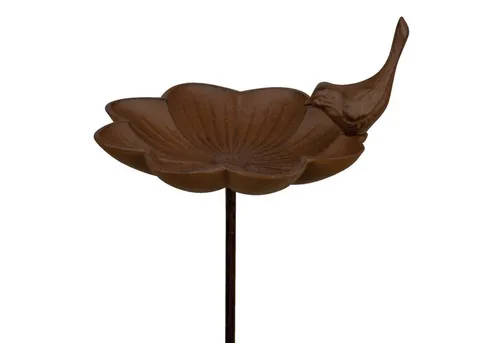 esschert design Vogeltränke Vogeltränke Vogelbad Vogelbecken Futterschale Guss Vogel Stab