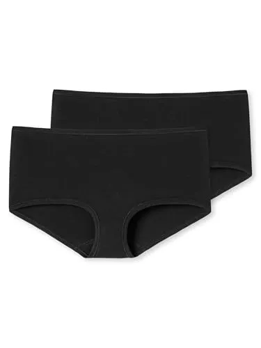 Schiesser Damen 2 Pack Panty Shorts Bio Baumwolle - 95/5 Organic Unterwäsche, Schwarz_174386, 46 EU