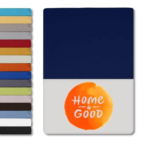 home4good Spannbettlaken 90x200cm – Jersey-Spannbetttuch aus 100 % Baumwolle – Oeko-TEX 100 Zertifiziert – bügelfrei, elastisch & atmungsaktiv – für 15–25 cm Matratzenhöhe - Dunkelblau