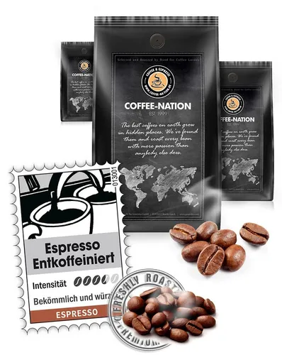 Kaffee ESPRESSO entkoffeiniert von Coffee-Nation, 500g Bohnen