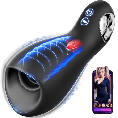 3IN1 360° Umwickeln Penis Vibrator Masturbieren für Männer mit Hohler Ring | Sex Spielzeug für die Männer Masturbator mit 5 Zungenleckmodi 10 Vibrationsmodi, Sexspielzeug Penistrainer für Mann Sex Toys