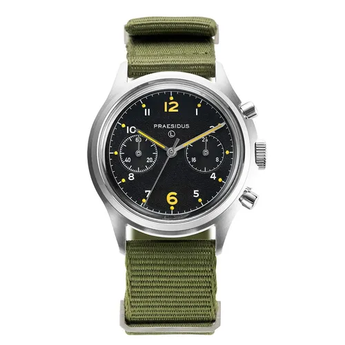 Praesidus PAC76 Chronograph Mechanisch Quarz Hybrid Stahl Gewebe Herren Uhr