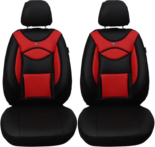 BREMER SITZBEZÜGE Autositzbezug für Toyota Corolla E14 (2006-2013) - 2-teiliges Set in Schwarz/Rot, passend für Fahrer- und Beifahrersitz, pflegeleicht und atmungsaktiv. Ideal für Fahrzeuge mit und ohne Sitzheizung.