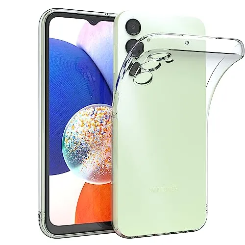 EAZY CASE Hülle kompatibel mit Samsung Galaxy A14 5G Schutzhülle Silikon, Ultra dünn, Slimcover, Handyhülle, Silikonhülle, Backcover, Durchsichtig, Klar Transparent