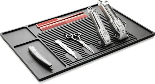 Barber Top Friseurmatte - Haarschneider Zubehör mit 4 magnetischen Platten für einfachen Zugriff und rutschfeste, stoßsichere Oberfläche. Ideal für Friseure zur ordentlichen Aufbewahrung von Werkzeugen.