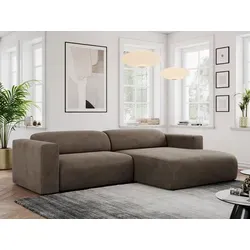 MKS Ecksofa Braun 3-Sitzer L-Form - Elegantes 3-Sitzer Ecksofa in L-Form, Oeko-Tex® zertifiziert, mit anpassbarem Longchair für optimale Raumnutzung und modernen Komfort.