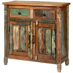 Kommode Altholz 90x42x88 mehrfarbig lackiert FABLE #32, mehrfarbig,Massivholzmöbel24