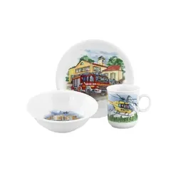 Seltmann Weiden Kindergeschirrset 3-tlg. COMPACT - Buntes Porzellan für kleine Genießer - Kinderbesteck aus hochwertigem Porzellan, spülmaschinen- und mikrowellengeeignet. Das farbenfrohe Design motiviert Kinder zur Selbstständigkeit beim Essen.