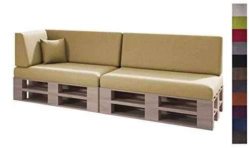 sunnypillow Palettenkissen 6er Set - Sandfarben - Polster für Stühle & Sessel, hochwertige Kaltschaumfüllung für höchsten Sitzkomfort, pflegeleicht und ideal für drinnen und draußen.