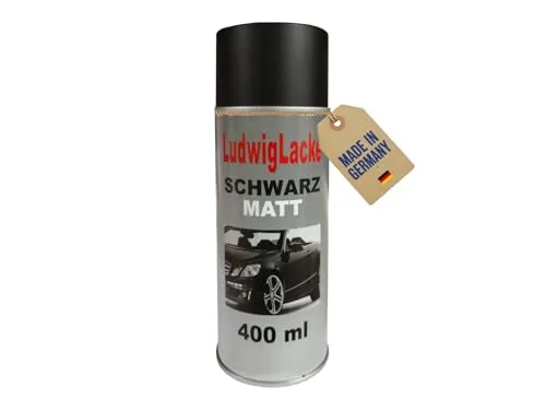 LudwigLacke 2 Lackspray Schwarz matt – Hochwertiger Acryllack für vielseitige Anwendungen - 400 ml Profi-Spraydose für eine gleichmäßige Beschichtung in tiefem Schwarz-Matt. Schnelltrocknend, kratzfest und ideal für Metall, Holz, Kunststoff und mehr. Perfekt für Heimwerker und kreative DIY-Projekte.