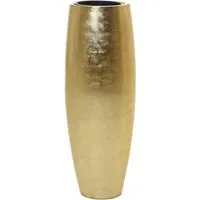 VIVANNO Bodenvase Fiberglas MAGNUM Rund - Hochglanz Blattgold - Robuste Fiberglasvase in edler Blattgold-Optik, ideal für Innenräume und geschützte Außenbereiche. Elegantes, zeitloses Design für ansprechende Dekoration in Wohnräumen oder Gewerbe.