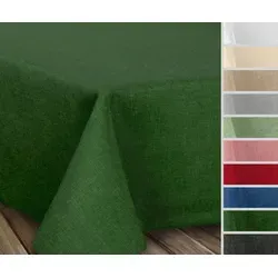 Beautex Fleckenabweisende Bügelfreie Tischdecke mit Lotuseffekt - Dunkelgrün - Hochwertige Tischdecke in Leinenoptik, schmutzabweisend mit Lotuseffekt, ideal für Küche und Balkon. Wählen Sie aus verschiedenen Farben und Größen für jeden Anlass.