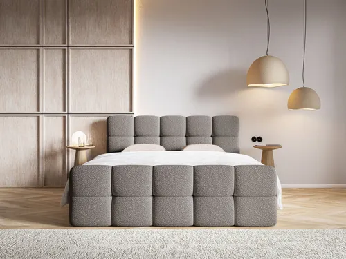 Selsey Boxbett Cloudy, Grau, 140x200 cm - Moderner Boxspringbett mit 15 cm hoher Bonellfederkernmatratze und praktischen Bettkästen, ideal für maximalen Schlafkomfort und stilvolle Schlafzimmergestaltung.
