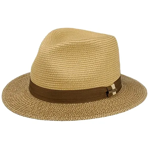 Stetson Twotone Toyo Traveller Viskosehut Damen Herren Strohhut UV-Schutzfaktor 40+ Ripsbandgarnitur Krempenbreite 6.5 cm Frühjahr Sommer Natur-braun M (56-57 cm)