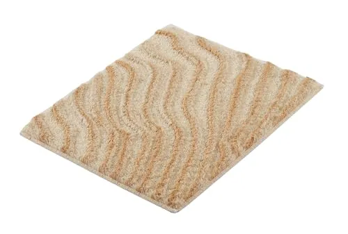 Kleine Wolke Badteppich Terrace, 55x65 cm, Sandbeige - Badematten & Badteppiche, elegantes Wellendesign mit Hoch-Tief-Effekt für ein modernes Badezimmer-Ambiente.