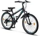 Chillaxx Mountainbike schwarz - Fahrrad mit robustem Rahmen in Schwarz-Blau, 24 Zoll Laufrädern und V-Bremse, ideal für den Stadtverkehr und Freizeitfahrten, max. Traglast 95 kg.