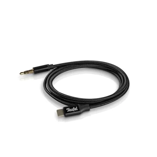 Teufel USB-C auf Jack 3,5 mm Klinke Kopfhöreranschlus Kabel auf USB-C Anschluss von Kopfhörern (mit abnehmbarem Kabel) Länge 107 cm (Schwarz)