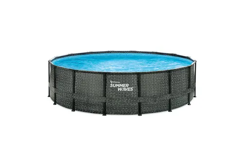 Elite Frame Pool Rattan-Style Ø 488 cm - Swimmingpools: Genießen Sie erfrischende Sommermomente im eigenen Garten mit diesem robusten Pool, der sich flexibel aufbauen lässt und mit allen notwendigen Extras geliefert wird.