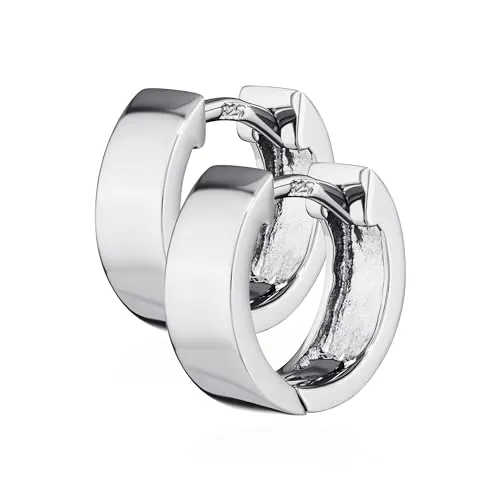 NKlaus Silber Paar 925 Sterlingsilber Klappcreolen - Ohrringe für Damen aus anlaufgeschütztem 925er Sterlingsilber, perfekt für jeden Anlass und angenehm leicht mit nur 1,9g pro Stück.