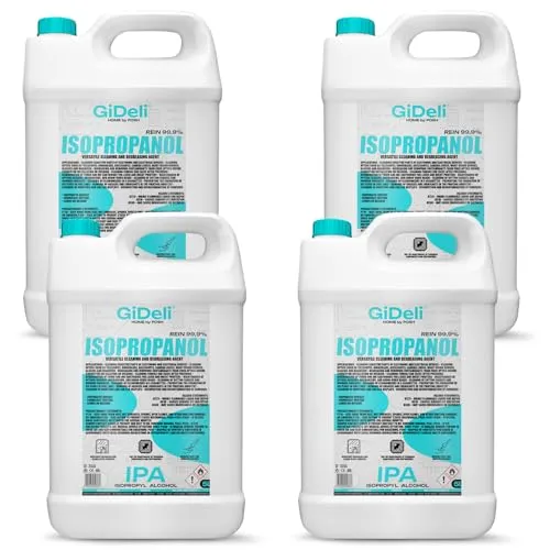 GiDeli Isopropanol 99,9% 4 x 5l - Isopropylalkohol Reiniger Hochprozentiger - Reinigungsalkohol für Elektronik, 3d Drucker zubehör, Glass, Bildschirmen und Linsen