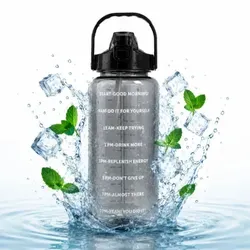 Sportflasche Wasserflasche Trinkflasche Flasche XXL 2000 ml - Schwarz - Bunt
