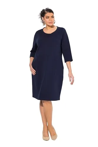 Ulla Popken Women's Punto-Sweatkleid - Freizeitkleid für Damen mit hochwertigem punto-di-roma-Sweat, Rundhals und praktischen Taschen – ideal für lässige Freizeitlooks.