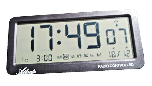 Atlanta Funk-Wecker Digitale Uhr - Lautlos und Praktisch - Wecker für Schlafzimmer und Kinderzimmer, mit leuchtendem Ziffernblatt und 24-Stunden-Anzeigeformat, ideal für ruhige Nächte.