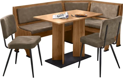 OTTO home Eckbankgruppe Theo 4-tlg. Set mit Tisch, Bank und 2 Stühlen - Praktisches 4-teiliges Set für dein Esszimmer: Die Eckbankgruppe Theo bietet Stauraum, ist in zwei Farben erhältlich und passt sich flexibel an deinen Raum an. Ideal für gesellige Runden!