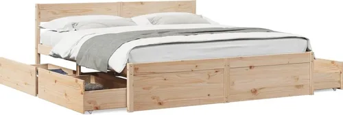 Maison Exclusive Massivholzbett 200x200 cm Kiefer mit Stauraum