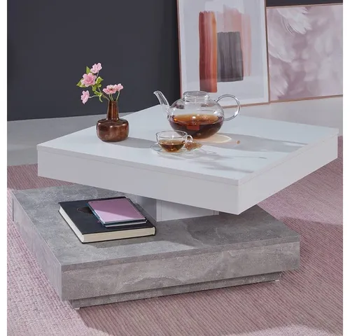 trendteam Couchtisch Universal Beton/Weiß 70 x 35 x 70 cm von trendteam