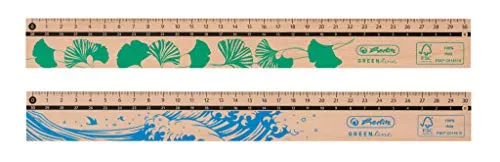 Herlitz 50033621 Lineal, 30 cm, aus 100 Prozent FSC-Holz, 1 Stück Motiv: GREENline