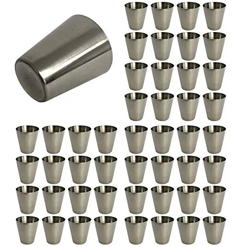 HAC24 48 Stück Edelstahl Schnapsgläser 4cl Pinnchen Shotgläser Shot Glas Stamper Schnaps-Becher Partygläser